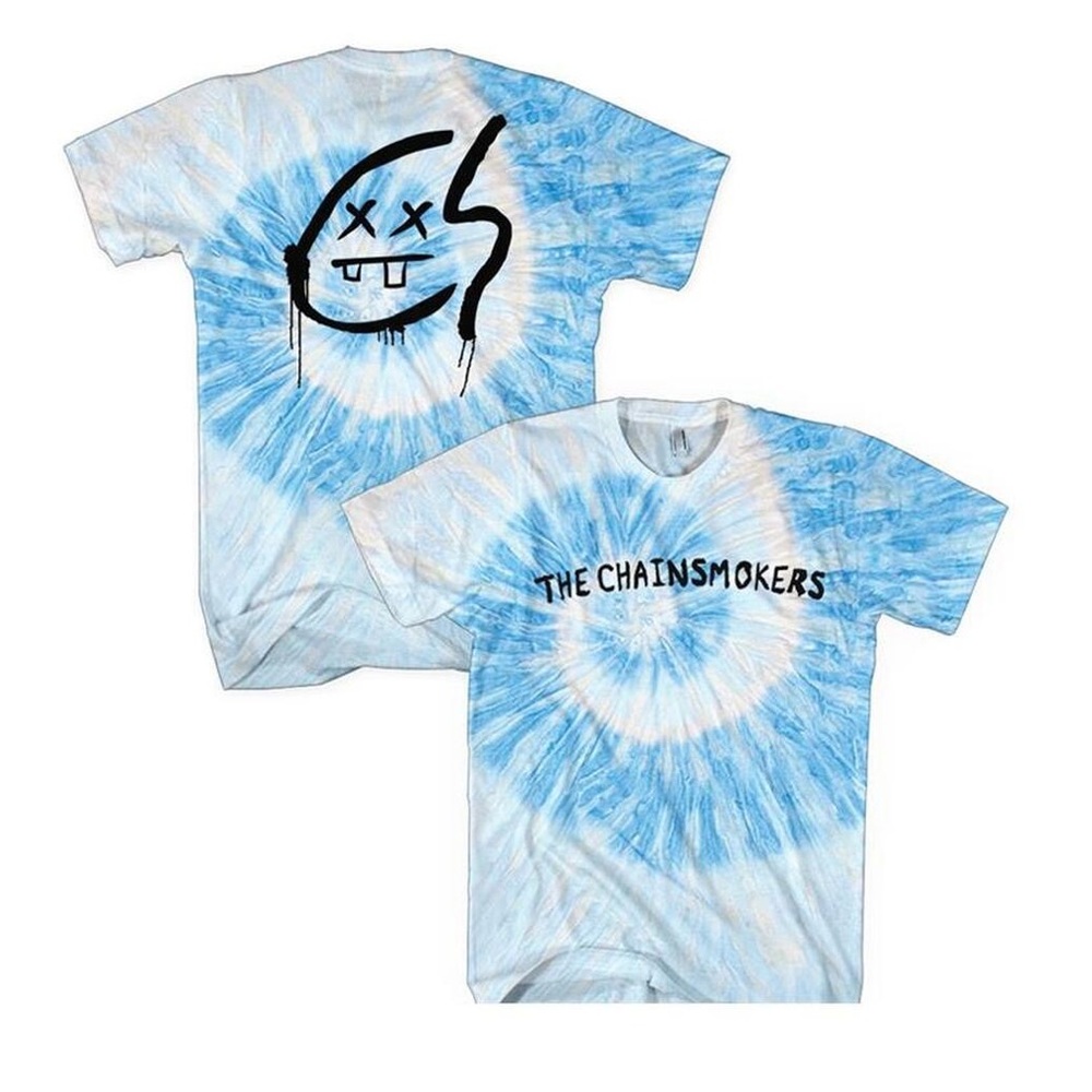 Blue Tie Dye Swirl Chainsmokers EDM Tour Band Merch